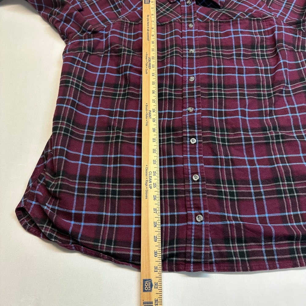 Duluth Trading Co Plaid Flannel Shirt Womens 2XL Burgundy‎ Long Sleeve Button Up - Picture 4 of 7